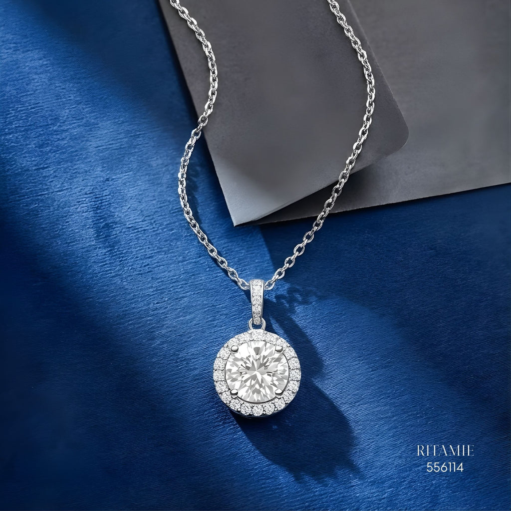 The Radiant Orbit Silver Moissanite Necklace 556114