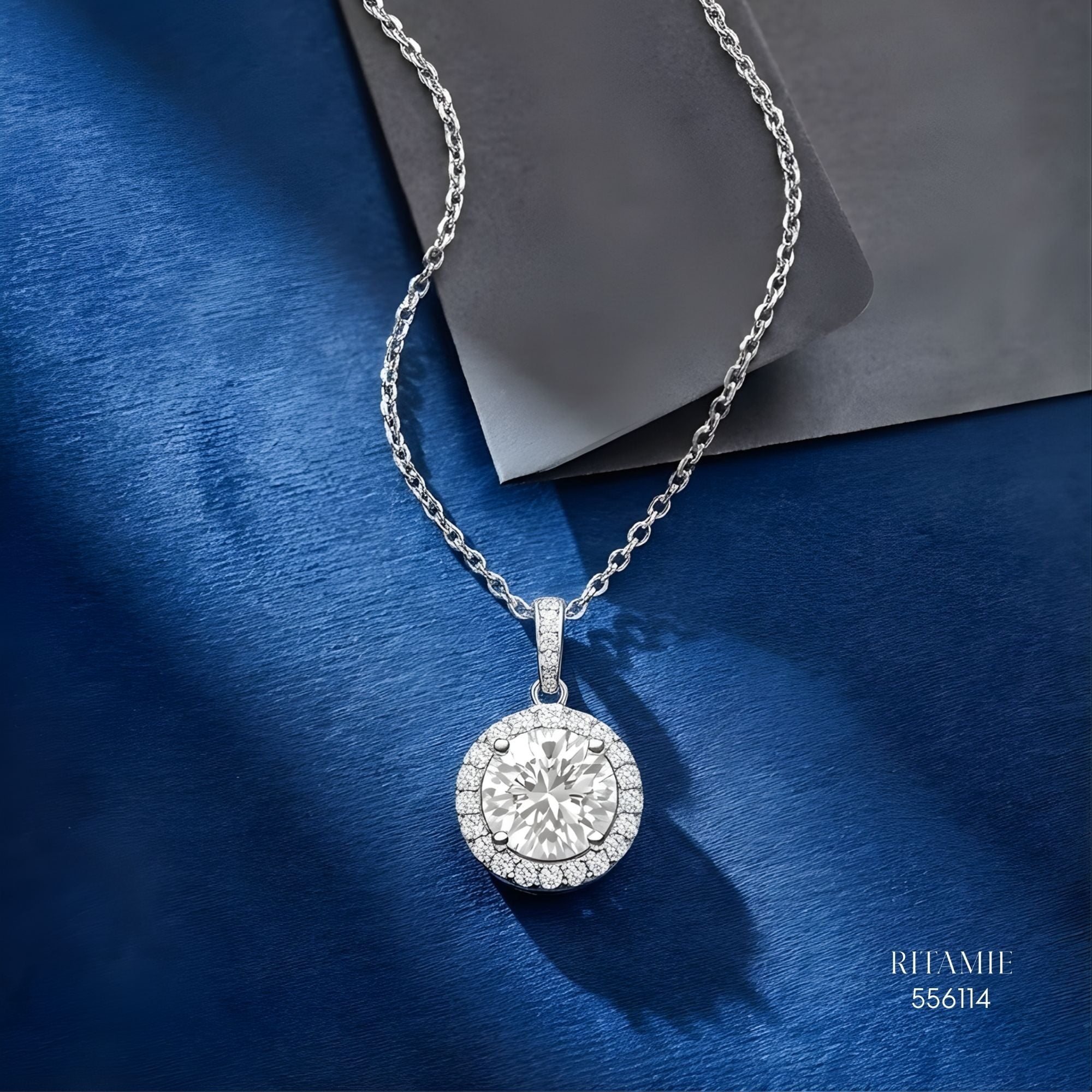 The Radiant Orbit Silver Moissanite Necklace 556114