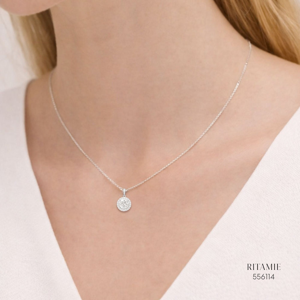 The Radiant Orbit Silver Moissanite Necklace 556114