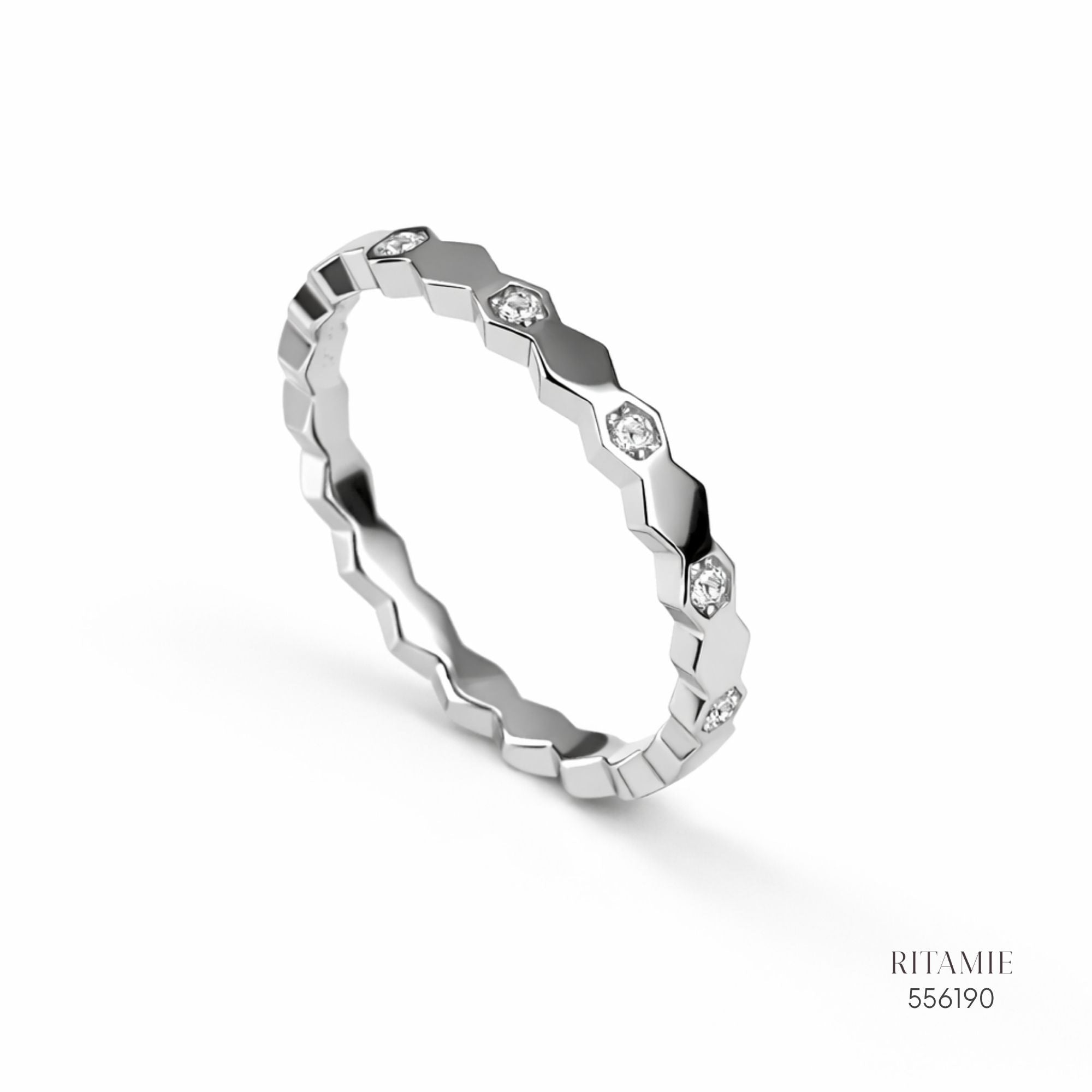 Honeycomb Radiance Moissanite Silver Ring 556190