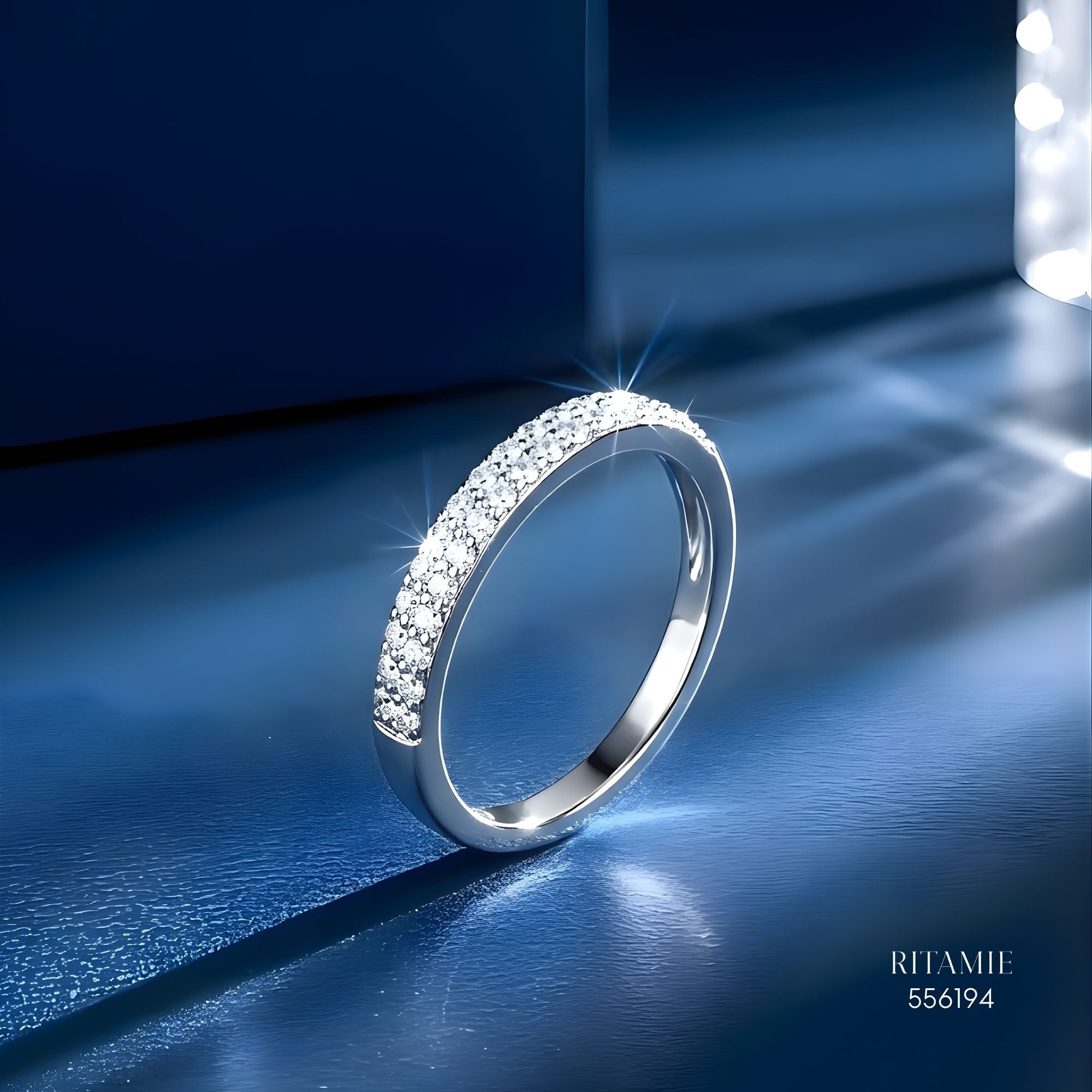 Double-Row Radiance Moissanite Silver Ring 556194