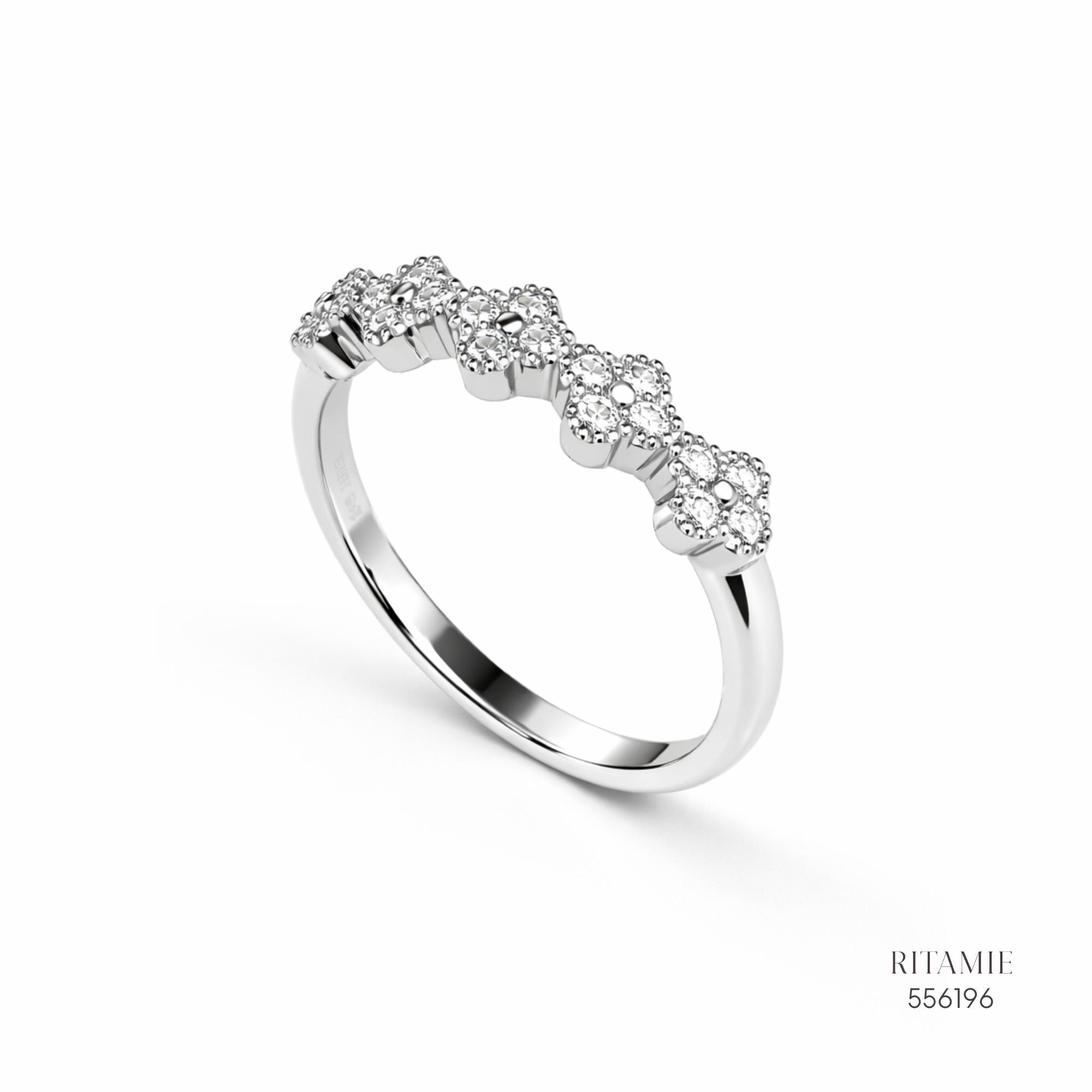 Clover Blossom Moissanite Silver Ring 556196