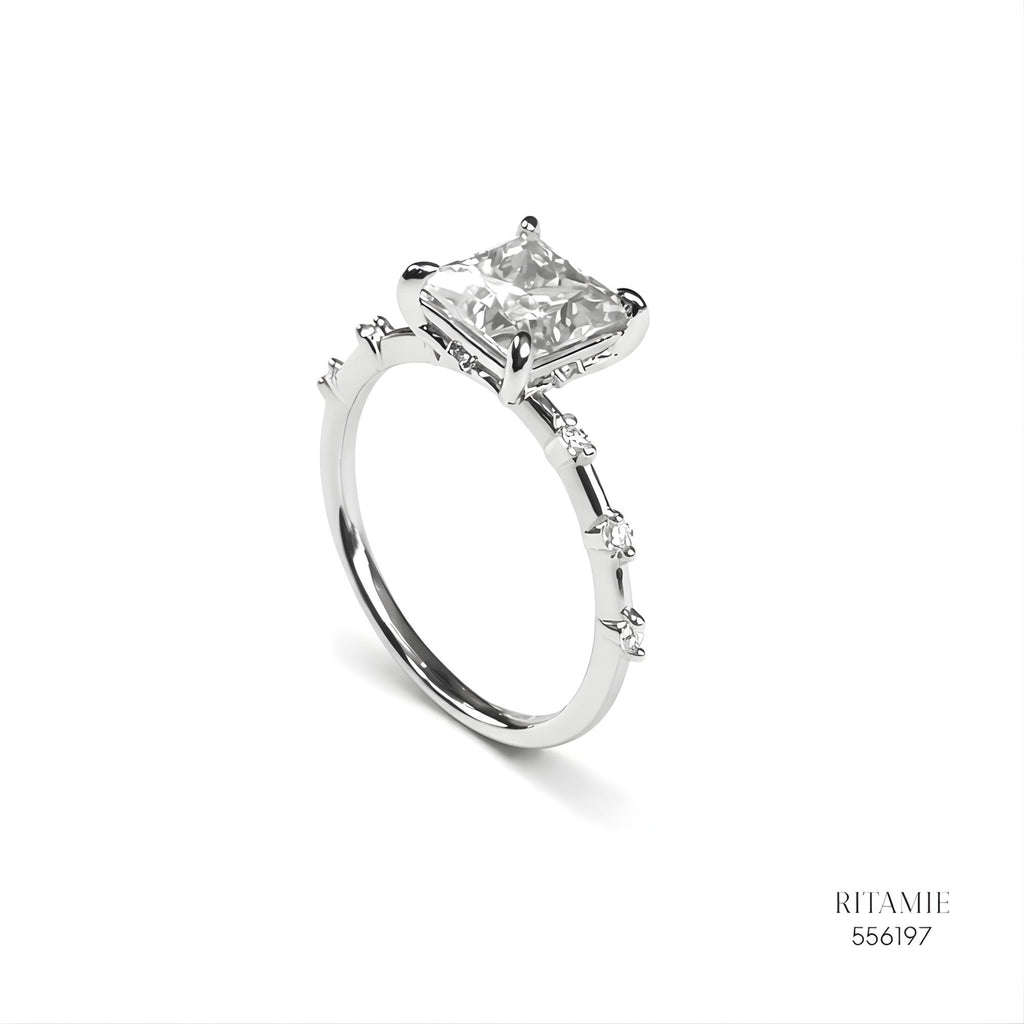 Princess Bubble Moissanite Silver Ring 556197