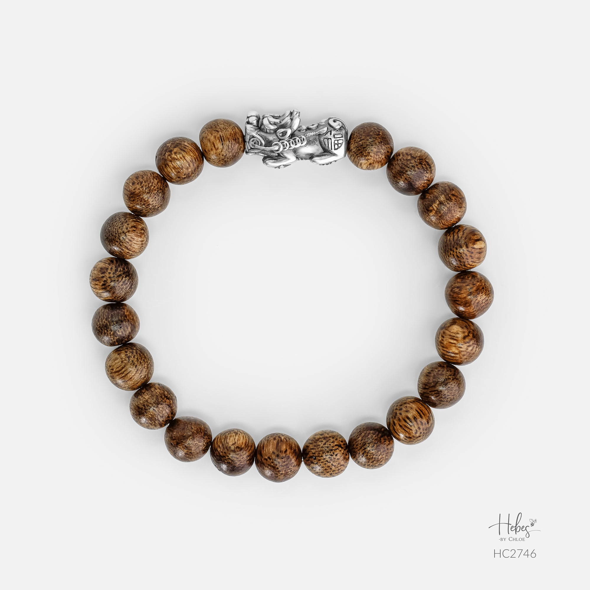 Vietnamese Agarwood Pixiu Dragon Charm Bracelet (10mm) - HC2746