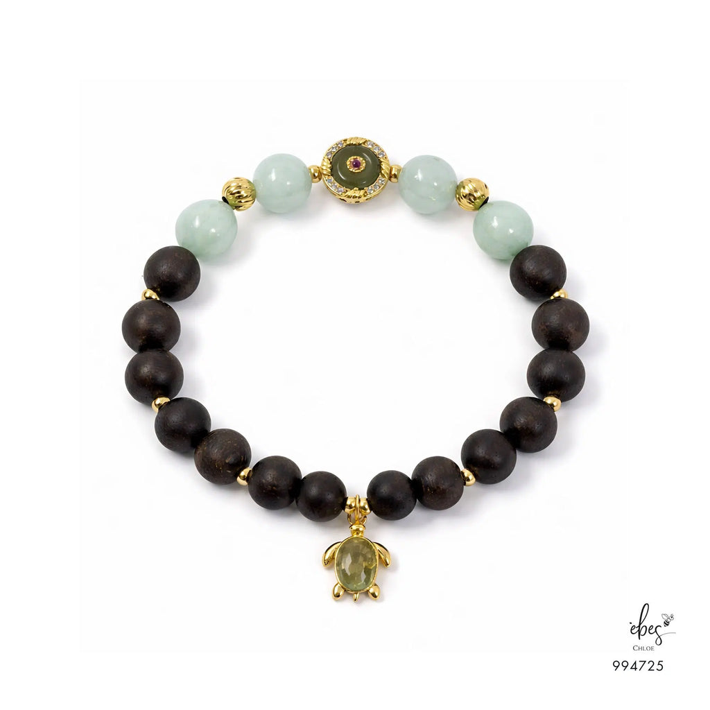 Vietnamese Agarwood &amp; Jade Turtle Bracelet 994725