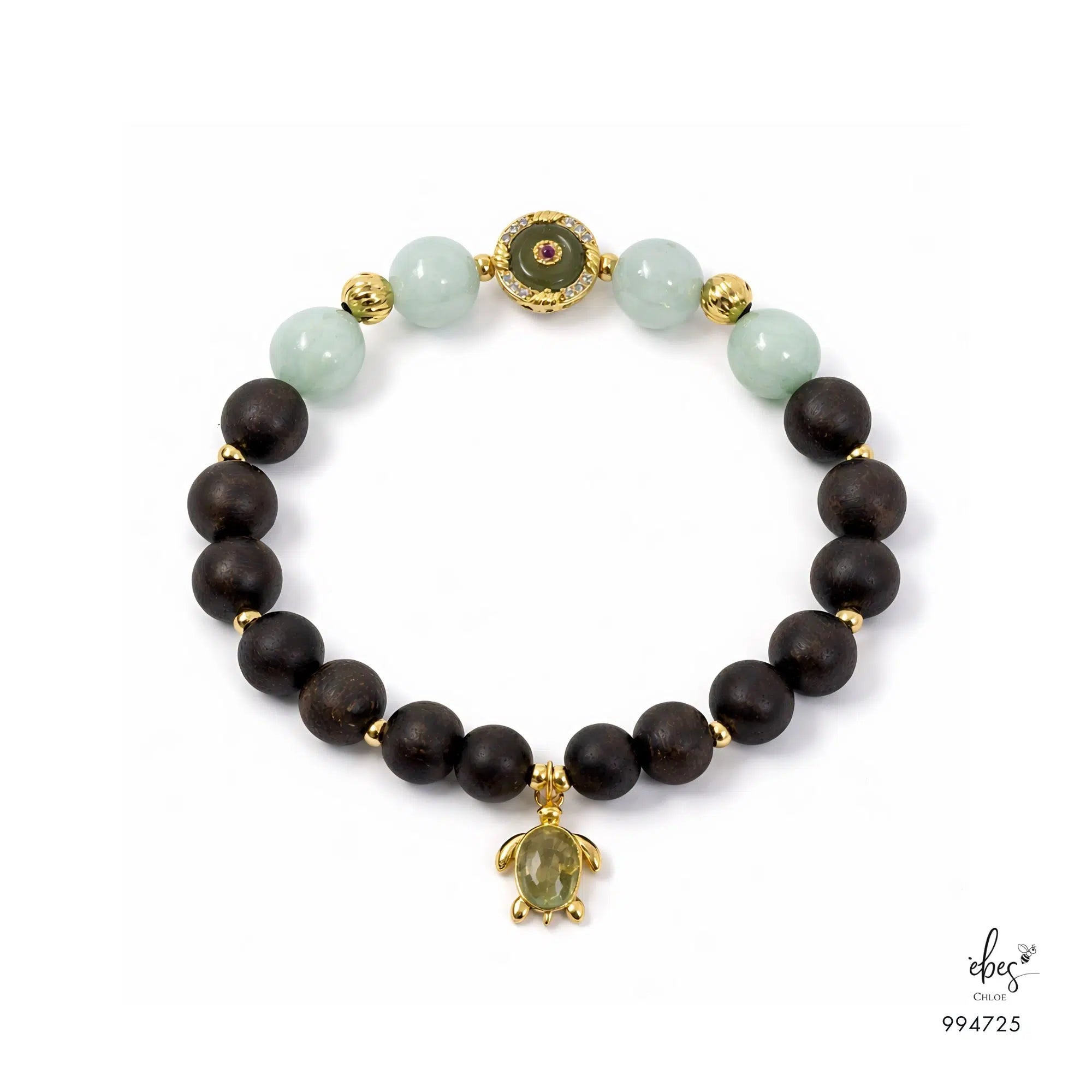 Vietnamese Agarwood &amp; Jade Turtle Bracelet 994725