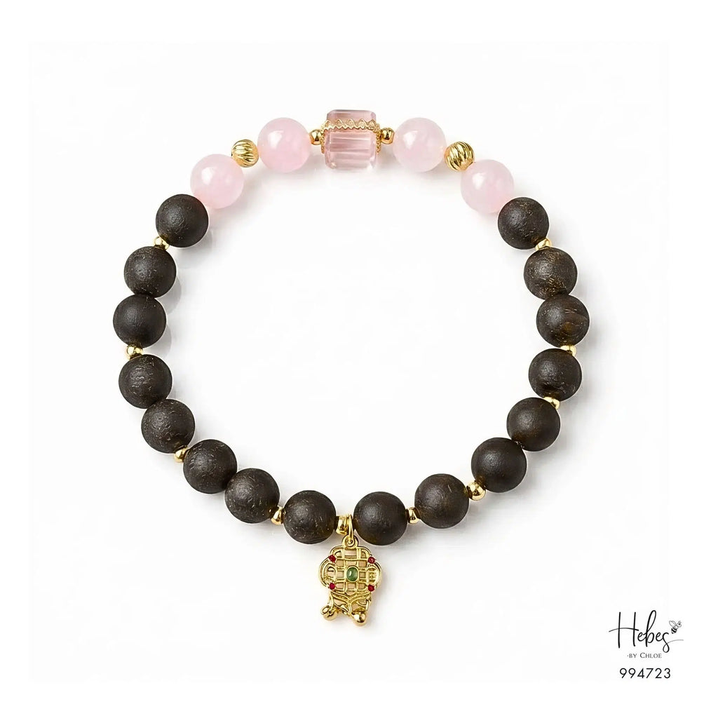 Vietnamese Agarwood &amp; Rose Quartz Longevity Bracelet 994723