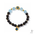 Vietnamese Agarwood &amp; Aquamarine Petal Glow Bracelet 994722